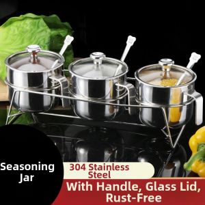 Stainless Steel Thicker Handle Spice Jar Set
