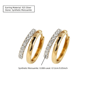 A Pair of 925 Sterling Silver Earrings with Two 0.08-Carat Moissanite Stones Exuding A vintage and Elegant Charm.