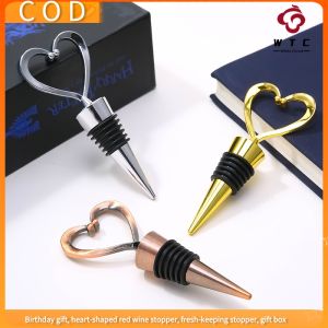 【WTC】 Elegant heart-shaped red wine champagne bottle stopper Valentines Day wedding party gift vacuum sealed reusable and kept in good condition can be given to friends