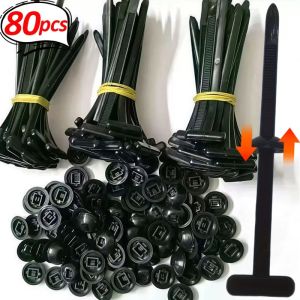 【🔥Low Price】80Pcs Automotive Fastener Buckle Self-locking Universal Nylon Cable Tie Quick Install Car Fender Liner Retainer Bumper Trim Panel Clip