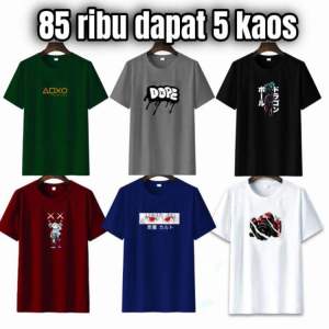 Paket 100rb dapat 5 kaos distro keren pria wanita dewasa