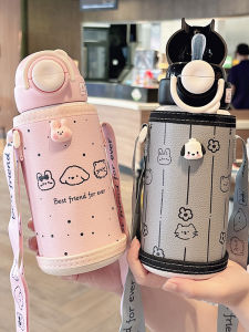 Cốc Nước Cách Nhiệt Có Ống Hút Hai Lỗ Cho Trẻ Em Cốc Đựng Nước Di Động Cho Học Sinh Mới 2025 Thiết Kế Dễ Thương Cốc Đựng Nước