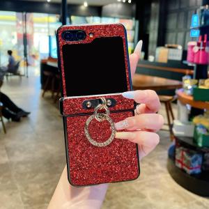 Fashion Artificial Diamond Ring Buckle Sparkling Christmas Phone Case For Samsung Galaxy Z Flip 8 6 5 4 3 Flip7 FE Hard Shell