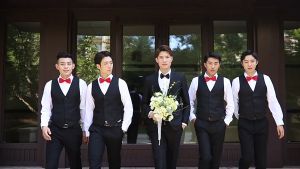 เสื้อกั๊กสูทผู้ชายคอวี - กระดุมแถวเดียว สีพื้น แขนกุด เหมาะสำหรับจับคู่กับชุดดินเนอร์และการทำงานธุรกิจ