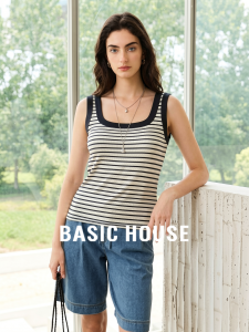 Basic House | Striped Sleeveless Vest Womens Top