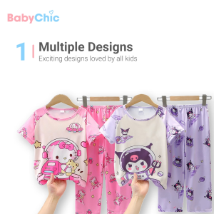 Kids Short Sleeve Pyjamas Set Baju Tidur Budak Lengan Pendek Kartun Lelaki Perempuan 2 - 15 Years