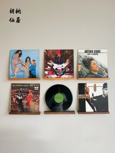 ตู้เก็บแผ่นเสียงวินเทจไม้ชั้นวางแผ่นดิสก์สไตล์ลำลองพร้อมกล่องเก็บของขนาดเล็ก ตู้เก็บของแบบเรียบง่ายสำหรับบ้าน