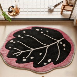 VIKAMA Tropical Leaf Floor Mat Non Slip Irregular Green Plant Doormat Decor Rug Bathroom Entryway Home Garden Porch Patio