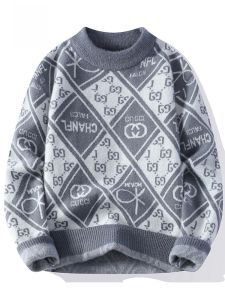 ROMON | Romon Mens Knitted Sweater Casual Loose Thick Warm Round Neck Pullover Winter Fashion Youth Active Style Long Sleeve Top