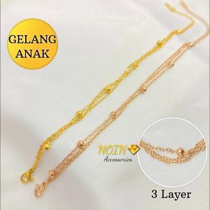 Gelang Anak Jedar Jurai Bola Berjarak 3 Layer Titanium Steel Aksesoris