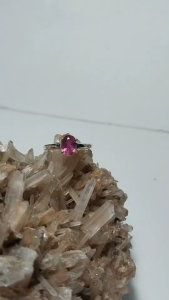 T75แไหวนเงินแท้พลอยทับทิมแท้สีชมพู