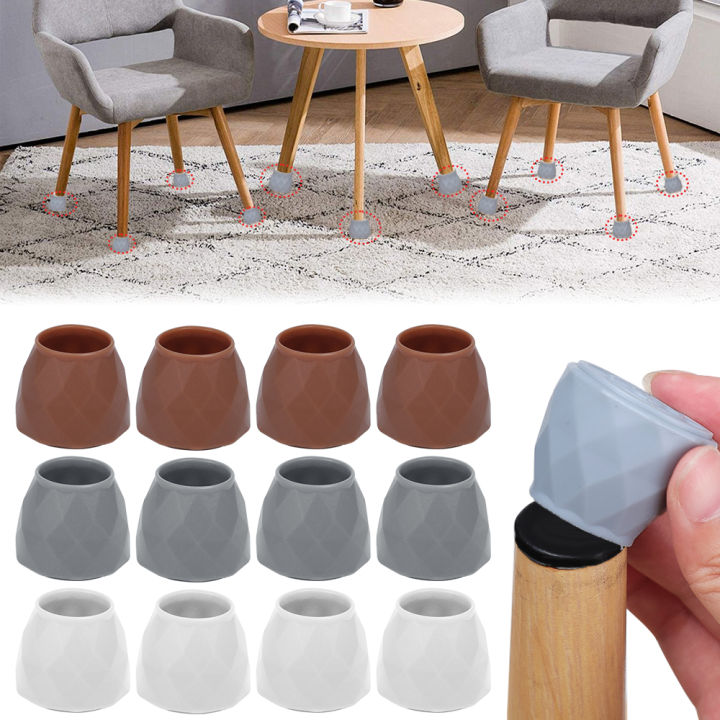 4Pcs Silicone Chair Leg Cover Hardwood Floor Protectors Furniture