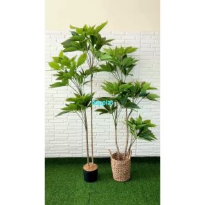 Pohon Artificial Tanaman Hias Daun Manggis T150 & T170 Latex Cover Pot Eceng Gondok Handle Dekorasi Apartemen
