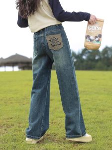 Spring Autumn Girls Jeans Wide Leg Pants Straight Leg Childrens Clothing Big Kids Spring Summer Autumn Winter Fashionable