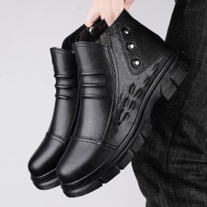 NUDANLAI | Thermal Insulation Leather Boots Male Winter Fur Lining High Top Casual Shoes