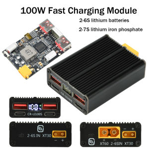 diymore | 2-7S 100W Fast Charging Module Power Bank Motherboard Dual USB+Type-C Lithium Battery Charger Board XT30/XT30+XT60 Port