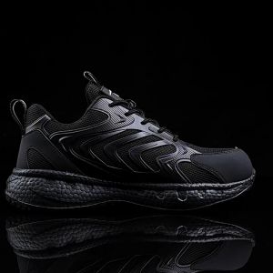 Q MALL 817 BLACK WITH WHITE ERROR SAFETY SHOES BREATHABLE ANTI-SMASHING ANTI-PIERCING PROTECTIVE STEEL TOE CAP WORK SHOES