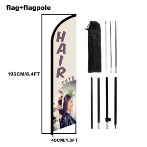 Various Haircut Feather Flags With Flagpole Outdoor Banner Fashional Decoration For Barber Shop And Studio Advertising Sign Can Be Customed