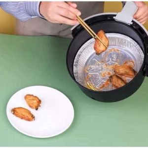 Set 10 Khay Giấy Bạc Lót Nồi Chiên Không Dầu Cho Nồi Có Thể Tích Từ 5-9 Lít Size 18cm