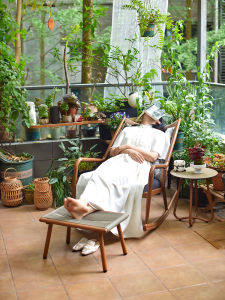 PURPLE LEAF | Outdoor Sunscreen Waterproof Rattan Rocking Chair