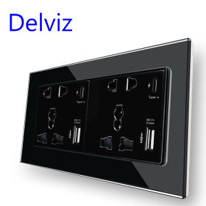 Delviz Type C Wall USB Socket Crystal Glass Panel 2A USB Power Port Universal Dual Socket 18W Power Smart Quick Charge Outle
