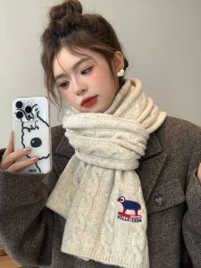 Miiow | Cat Lady Knitted Woolen Scarf Womens Autumn Winter Style Korean Version Student Warm Solid Color Short Neck Warmer Cute