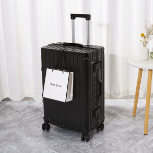 Womens Large Capacity Student Multi-Functional Trolley Case Aluminum Frame Mens 20-Inch Boarding New Arrival Travel Password Leather Case