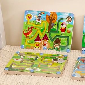 3D Wooden Magnetic Maze Puzzle Interactive Magnet Beads Maze Educational Toys for Kids