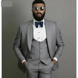 Solid Mens 3-Piece Slim Fit Wedding Tuxedo One-Button Shawl Lapel Jacket Vest Pants Set Formal Business Dinner Groom Suit