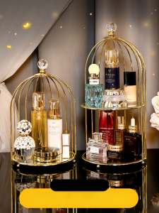 Retro Style Iron Birdcage Desktop Organizer Shelf Bathroom Makeup Desk Cosmetic Storage Box Waterproof Coated Surface Shelf