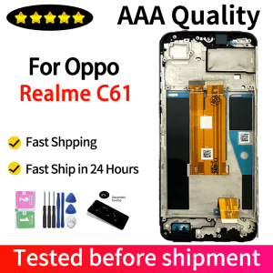 6.74"AAA Quality For OPPO Realme C61 LCD Display Screen Frame+Touch Panel Digitizer For RealmeC61 LCD RMX3939 RMX3930 Display