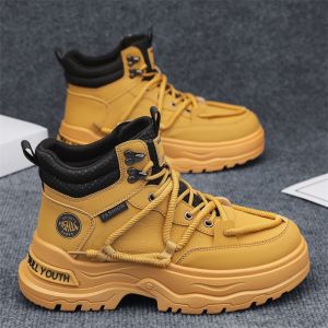 Mens High-Top Martin Boots Winter Tactical Training Mountain Climbing Workwear Boots Thick Bottom Durable Fashion Boots