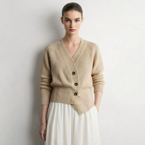 AMII | French Style Commuter V-neck Raglan Sleeve Asymmetrical Cardigan