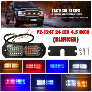 GECA 1PC PZ-124T 4.5” 1PC Ultra Slim 20 LED Strobe Lights for Truck Car Vehicle LED Mini Grille Warning Light