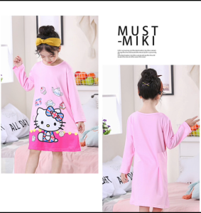 Girls Sleep wear Dresses Long Sleeve Kids Pajamas casual wear Princess Soft Comfortable Sleep dress Kids Girls Sleepwear