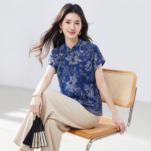 La Chapelle | Chinese Style Floral Print Short-sleeved Shirt