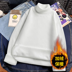 เสื้อสเวตเตอร์ถักหนาแบบสวมหัวสำหรับผู้ชาย ทรงเข้ารูป คอตั้ง สีสันสดใส อบอุ่น แฟชั่นฤดูหนาว เสื้อเชิ้ตชั้นใน