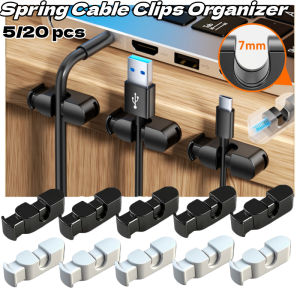 Aitemay 20 cái sắp xếp kẹp cáp Lò xo tự dính kẹp dây cáp sạc USB bàn quản lý gọn gàng kẹp giá đi dây cho xe hơi gia đình bàn làm việc