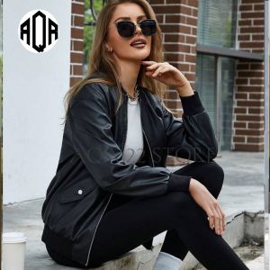 Aqa 22 store Jaket wanita kulit sintetis terbaru Jaket bomber wanita kulit sintetis Jaket kulit sintetis wanita terbaru