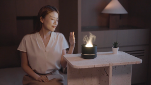 7 Color Flame Fireplace Humidifier With Remote And Timer Control for Home Silent Air Humidifier Aromatherapy