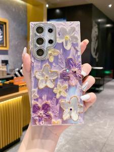 Samsung S25 Ultra Phone Case Womens Style Full Cover Oil Painting Flower Lens Film Anti-Fall Protection Cover Creative Art TPU