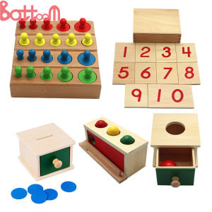 Montessori Teaching Aids Ball round Piece Small Drawer Coin Coin Box Permanent Target Box Early Education Educational Toys