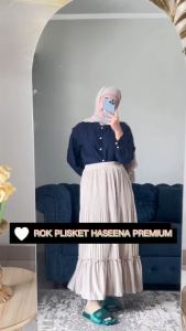 Haseena Rok Plisket Susun Maiza Bahan Hyget | Rok Skirt | Rok Wanita Ruffle | Rok Wanita Anti Nerawang | Rok Style Korea