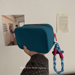 Khaki and Rose Pink Are Surprisingly Easy to Match ~ Ooahz Homemade Silicone Contrast Color Satchel Cosmetic Bag Portable Waterproof Phone Bag