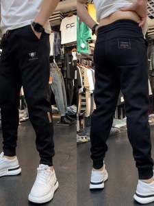 กางเกงวอร์มทรงสลิมฟิตสำหรับผู้ชาย กางเกงขายาวทรงฮาราจูกุ ทรงลำลอง ผ้าฝ้ายผสมโพลีเอสเตอร์ ฤดูใบไม้ร่วง 2024