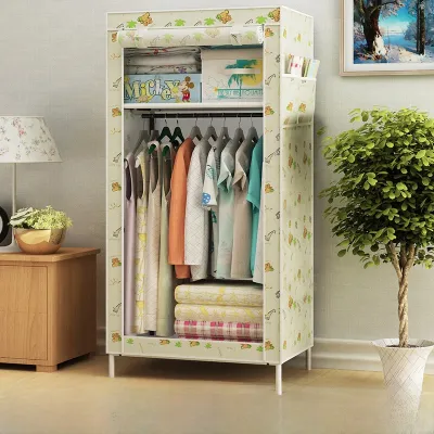 Kedi Simple Dustproof Mini Wardrobe Combination Steel Frame Reinforced Hanging Clothes Rack Student Single Person Closet