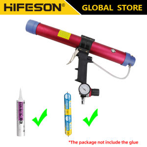HIFESON Dual Purpose Caulking Tube Tool 610ml Pneumatic Glue Tool Sealanting Air Caulking Machine Nozzles Glass Rubber Grout Construction Soft Hard Dual Purpose Use Wall Glass Repair Supplies