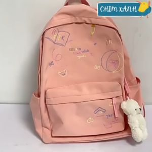 Balo đi học nữ balo du lịch nữ balo thời trang nữ màu trơn họa tiết thêu tay đơn giản xinh xắn nhiều ngăn chống thấm nước CX10