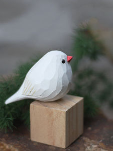 Original Handmade Wooden Carving White Mandarin Duck Ornament Real Wood Desktop Decoration Nordic Style Home Decor by Deer Devil Store