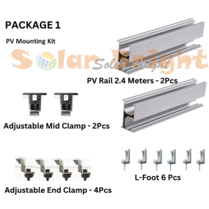 PV Aluminum Railings Roof Solar Panel Mounting Rail 2.4 Meter 6 Pieces Package